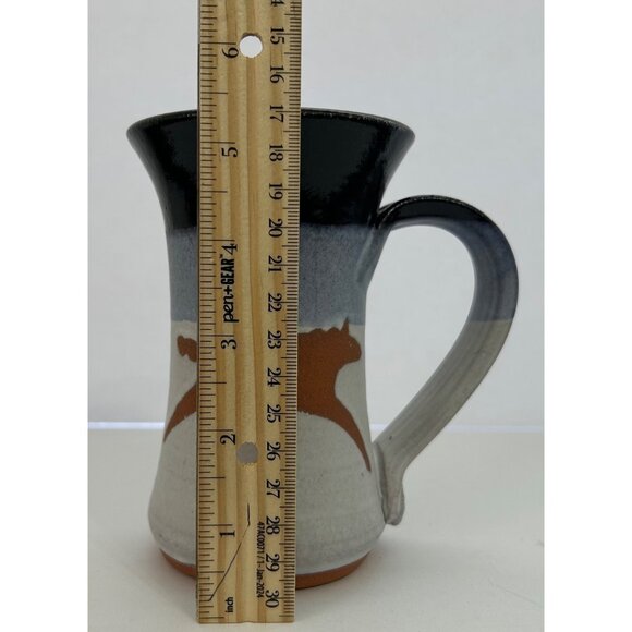 Pottery Mug Cup Black Glaze Brown Horse Motif Farmhouse Western Cottagecore Boho - Picture 7 of 12